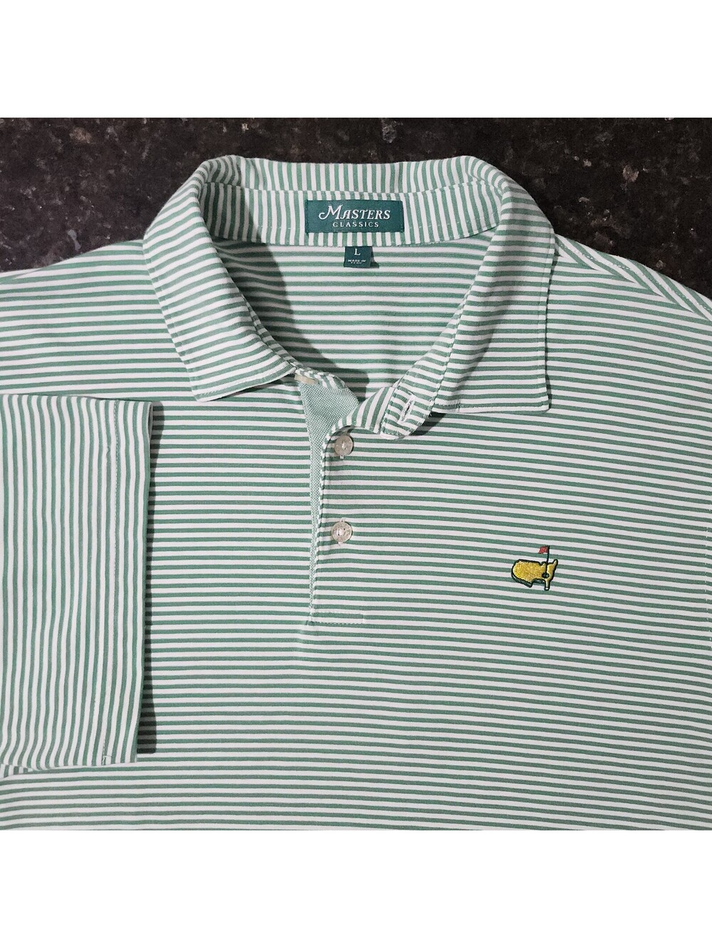 Masters Classics Striped Polo Shirt Augusta National PGA Stretch Mens Large